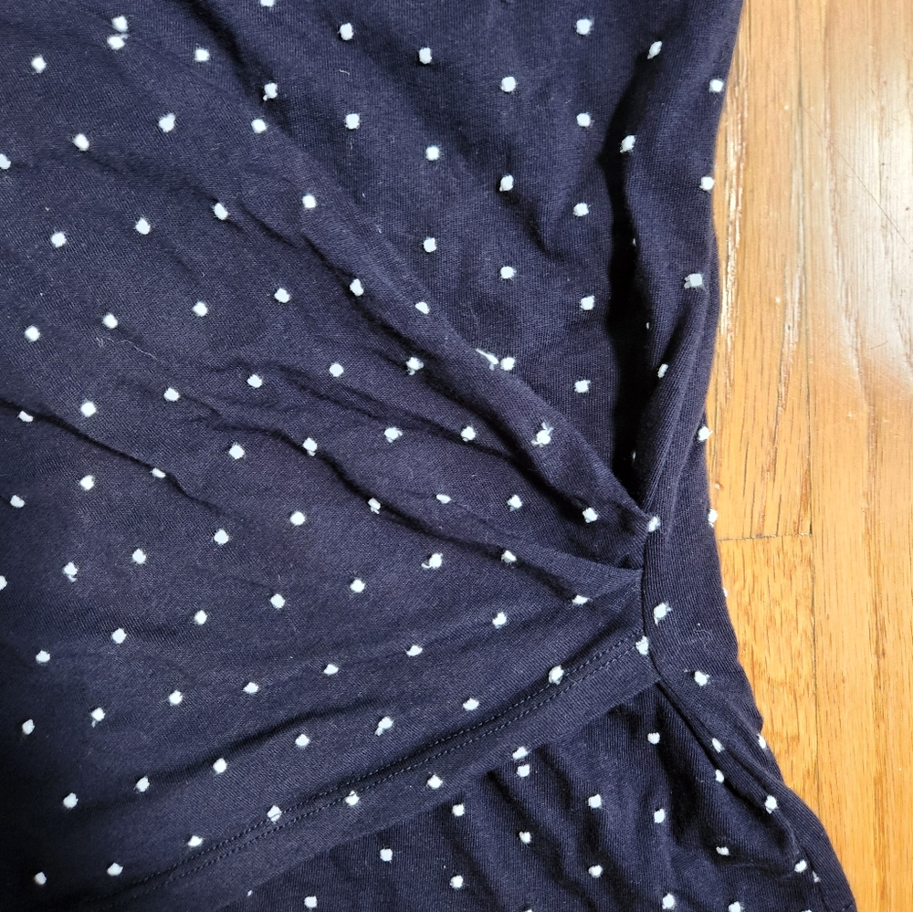 Ann Taylor Dark Blue Sleeveless Polka Dot Top, Size Small - Picture 3 of 7